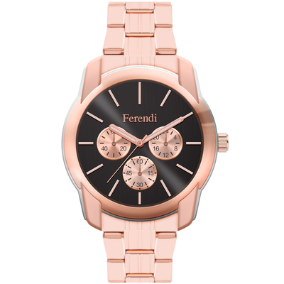 Ferendi watch 3998-7 with rose gold alloy frame and bracelet. This watch belongs to Ferendi Urban Lover Collection.
