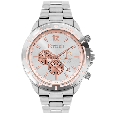 Ferendi watch 4424-2 with steel alloy frame and bracelet. This watch belongs to Ferendi Vertigo Collection.