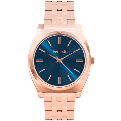 Ferendi watch 8565-4 with rose gold alloy frame and bracelet. This watch belongs to Ferendi Minimal Chic Collection.