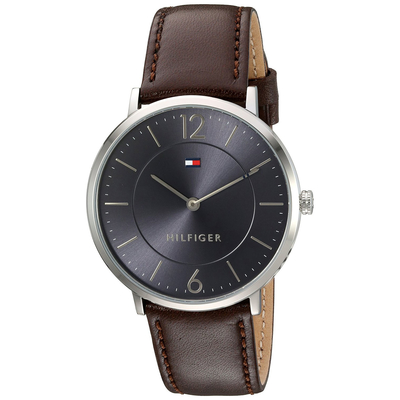 Tommy Hilfiger watch with stainless steel and brown leather strap 1710352
