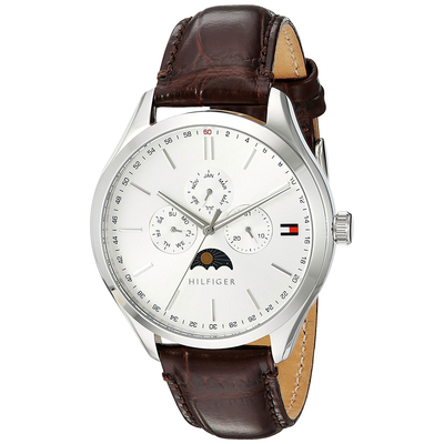 Tommy Hilfiger watch with stainless steel and brown leather strap 1791304
