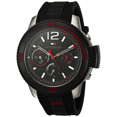 Tommy Hilfiger watch with stainless steel and black rubber strap 1791320