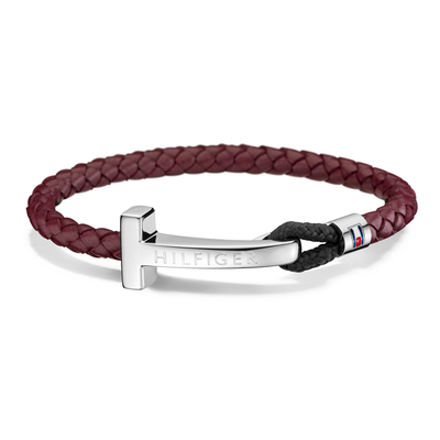 Tommy Hilfiger men's brown leather bracelet with stainless steel 2700871