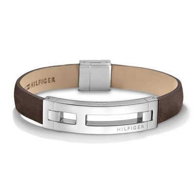 Tommy Hilfiger men's brown leather bracelet with stainless steel 2700876