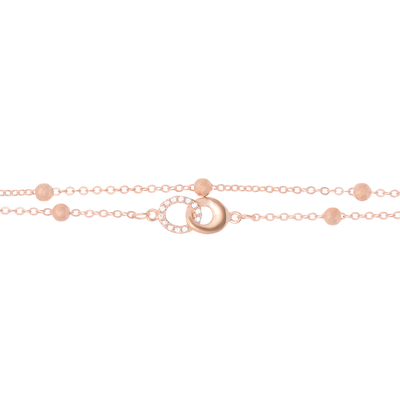 Βραχιόλι Prince Silvero (άπειρο) από ροζ επιχρυσωμένο ασήμι 925ο με ημιπολύτιμες πέτρες (ζιργκόν). CQ-BR162-R