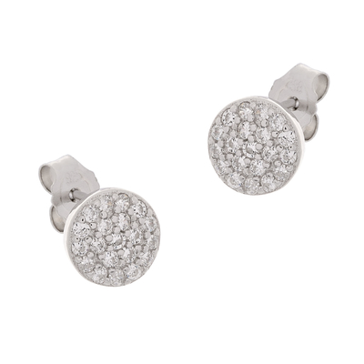 Prince Silvero Sterling Silver Earrings (round) with platinum plating and precious stones (zirconia). Product Code : CQ-SC135