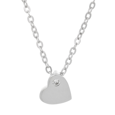 Prince Silvero Sterling Silver Necklace (heart) with platinum plating and precious stones (zirconia). Product Code : CQ-KD125
