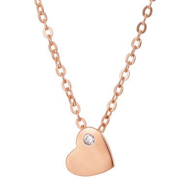 Prince Silvero Sterling Silver Necklace (heart) with rose gold plating and precious stones (zirconia). Product Code : CQ-KD125-R