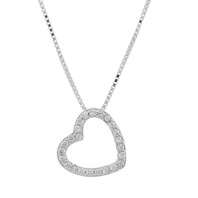 Prince Silvero Sterling Silver Necklace (heart) with platinum plating and precious stones (zirconia). Product Code : CQ-KD126