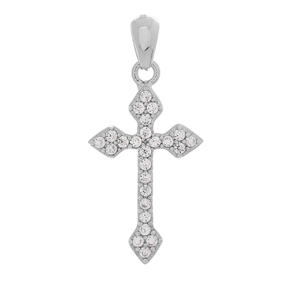Prince Silvero Sterling Silver Bracelet (cross) with platinum plating and precious stones (zirconia). Product Code : CQ-MD167