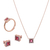 Σετ κοσμημάτων Prince Silvero (κολιέ, σκουλαρίκια και δαχτυλίδι) από ροζ επιχρυσωμένο ασήμι 925ο με ημιπολύτιμες πέτρες (ζιργκόν). JD-SE172R-R-SET