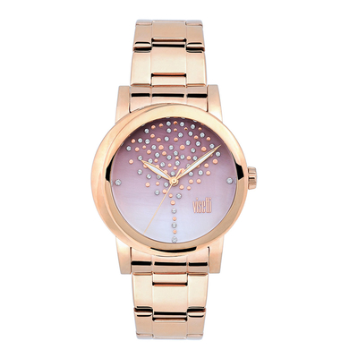 Visetti γυναικείο ρολόι με ροζ χρυσή ατσάλινη κάσα και μπρασελέ. ZE-991-RP