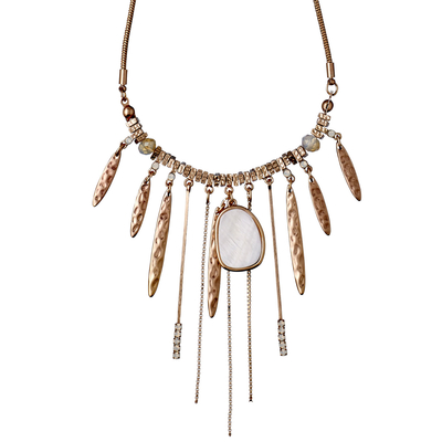 Pilgrim necklace with rose gold plated brass and precious stones (mineral crystals) 211714021