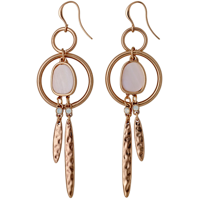 Pilgrim earrings with rose gold plated brass and precious stones (mineral crystals) 211714023