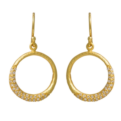 Handmade sterling silver earrings Evrima with gold plating and precious stones (zirconia) ENG-HE-01-G