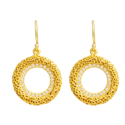 Handmade sterling silver earrings Evrima with gold plating and precious stones (zirconia) ENG-HE-02-G