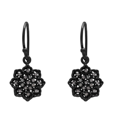 Handmade sterling silver earrings Evrima with black plating and precious stones (zirconia) ENG-HE-120-M
