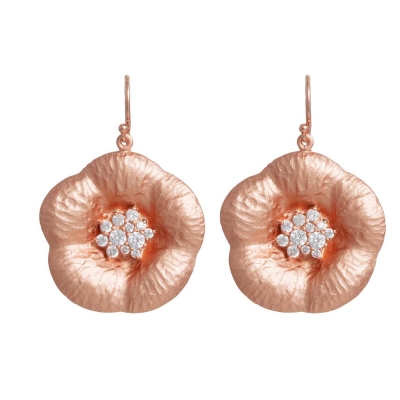 Handmade sterling silver earrings Evrima with rose gold plating and precious stones (zirconia) ENG-HE-41-P