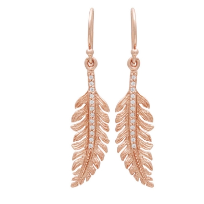 Handmade sterling silver earrings Evrima with rose gold plating and precious stones (zirconia) ENG-HE-78-P