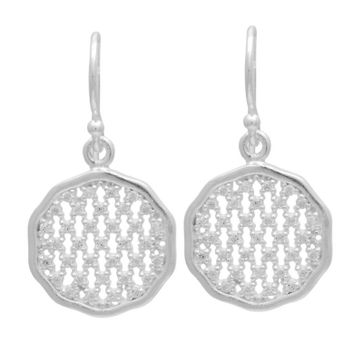 Handmade sterling silver earrings Evrima with platinum plating and precious stones (zirconia) ENG-HE-82