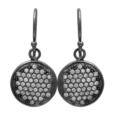 Handmade sterling silver earrings Evrima with black plating and precious stones (zirconia) ENG-HE-86-B
