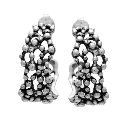 Handmade sterling silver earrings Evrima with black and platinum plating ENG-KE-07-M
