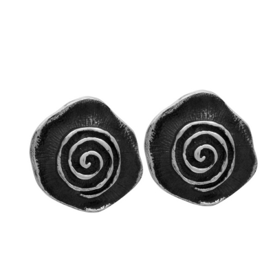 Handmade sterling silver earrings Evrima with black and platinum plating ENG-KE-100-M