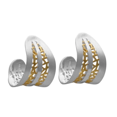 Handmade sterling silver earrings Evrima with platinum and gold plating ENG-KE-118-G