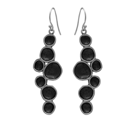 Handmade sterling silver earrings Evrima with black and platinum plating ENG-KE-124-M