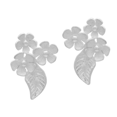 Handmade sterling silver earrings Evrima with platinum plating ENG-KE-63