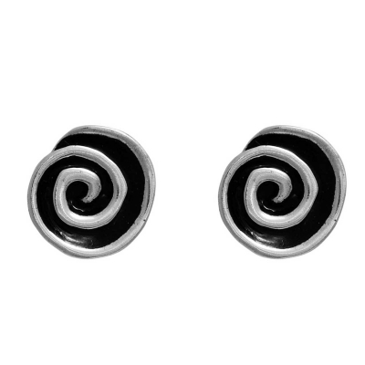 Handmade sterling silver earrings Evrima with platinum and black plating ENG-PE-08-M