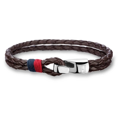 Tommy Hilfiger men's brown leather bracelet with stainless steel 2700671