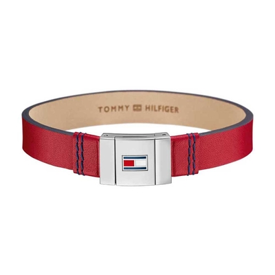 Tommy Hilfiger men's red leather bracelet with stainless steel 2700951