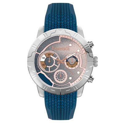 Ferendi watch 3515-10 with steel alloy frame and rubber strap. This watch belongs to Ferendi Shimmer Collection.