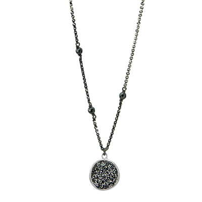 Oxette Sterling Silver Necklace 01X01-04464 with Platinum Plating and Precious Stones (Quartz Crystals).