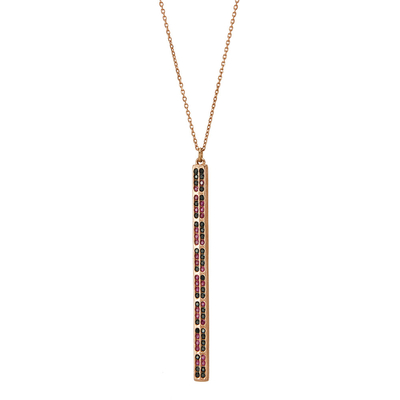 Oxette κολιέ 01X05-01966 από ροζ επιχρυσωμένο ασήμι 925ο με ημιπολύτιμες πέτρες (Ζιργκόν).