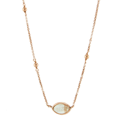 Oxette Sterling Silver Necklace 01X05-02001 with Rose Gold Plating and Precious Stones (Quartz Crystals).
