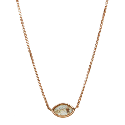 Oxette Sterling Silver Necklace 01X05-02002 with Rose Gold Plating and Precious Stones (Quartz Crystals).