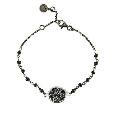 Oxette Sterling Silver Bracelet 02X01-02879 with Platinum Plating and Precious Stones (Quartz Crystals).