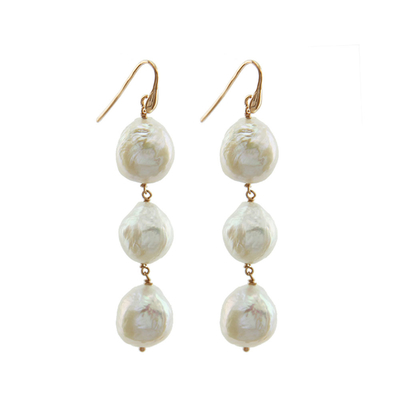 Oxette Sterling Silver Earrings 03X05-01772 with Rose Gold Plating and Precious Stones (Pearls).