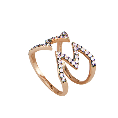 Oxette Sterling Silver Ring 04X05-01230 with Rose Gold Plating and Precious Stones (Zirconia).