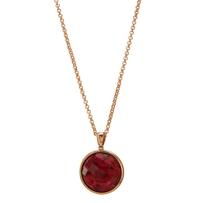Oxette Pendant 05X15-00002 with Rose Gold Brass and Precious Stones (Quartz Crystals).