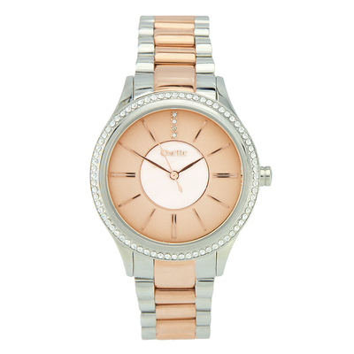 Oxette Stainless Steel Watch 11X05-00480 with silver and rose gold case and bracelet.