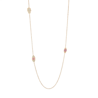 Loisir Stainless Steel Necklace 01L27-00555 with Precious Stones (Quartz Crystals) and Ion Plated Rose Gold
