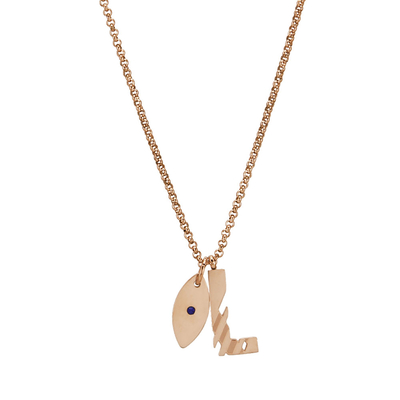 Loisir Stainless Steel Necklace 01L27-00557-L Monogram L with Precious Stones (Quartz Crystals) and Ion Plated Rose Gold