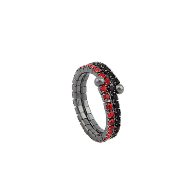 Loisir Ring 04L15-00025 with Silver Brass and Precious Stones (Quartz Crystals)