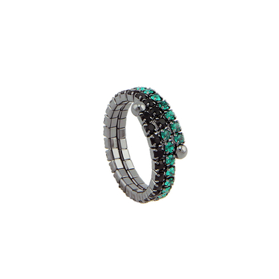 Loisir Ring 04L15-00026 with Silver Brass and Precious Stones (Quartz Crystals)