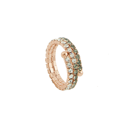 Loisir Ring 04L15-00028 with Rose Gold Brass and Precious Stones (Quartz Crystals)