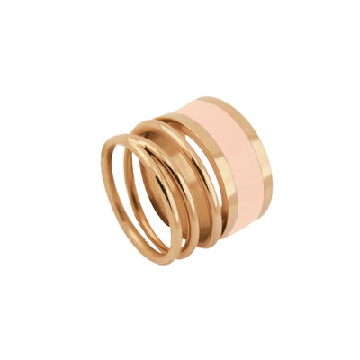 Loisir Stainless Steel Ring 04L27-00692 with Precious Stones (Enamel) and Ion Plated Rose Gold