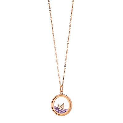Loisir Stainless Steel Necklace 01L27-00580 Secrets February with Precious Stones (Zirconia) and Ion Plated Rose Gold